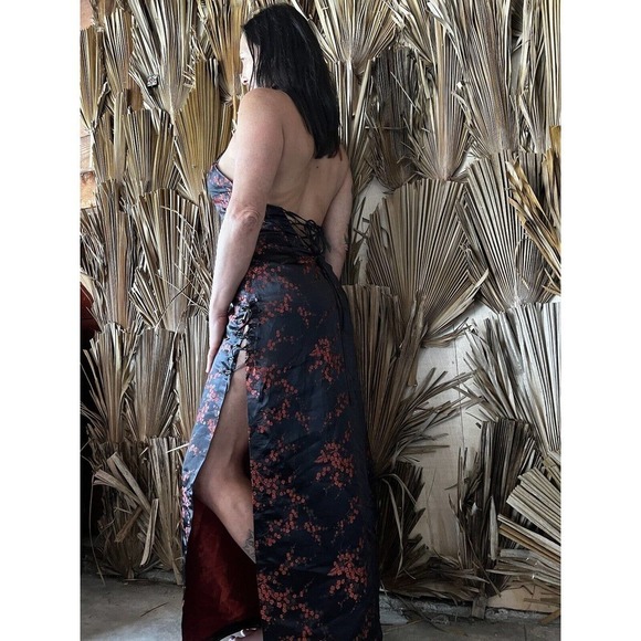 Lace Up Dress Maxi Netting Goth Size Medium Vintage Y2K Vampire - Picture 3 of 11